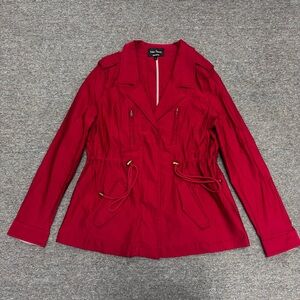 Eden Society Red Cinch Waist Jacket Size Large